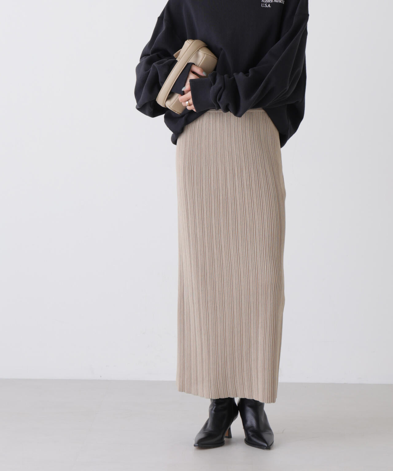 プリーツニットナロースカート(セットアップ可) 6736130301