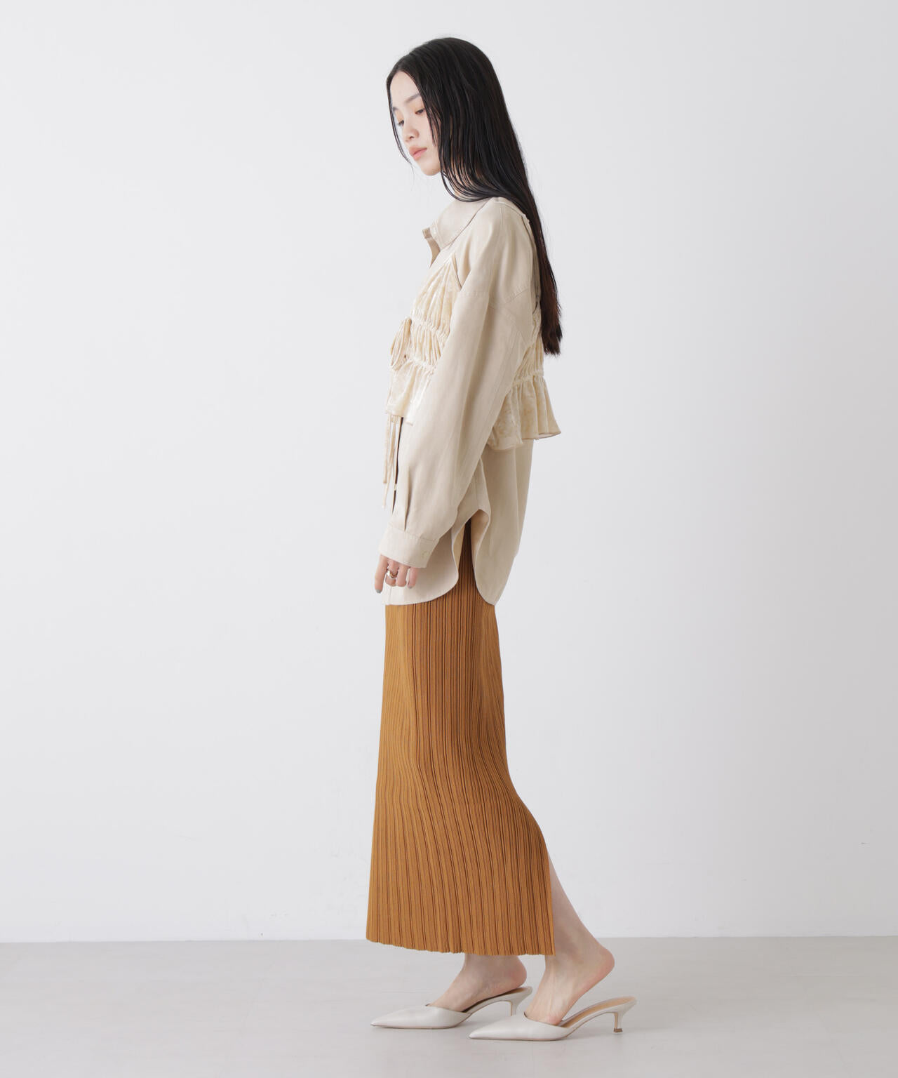 プリーツニットナロースカート(セットアップ可) 6736130301