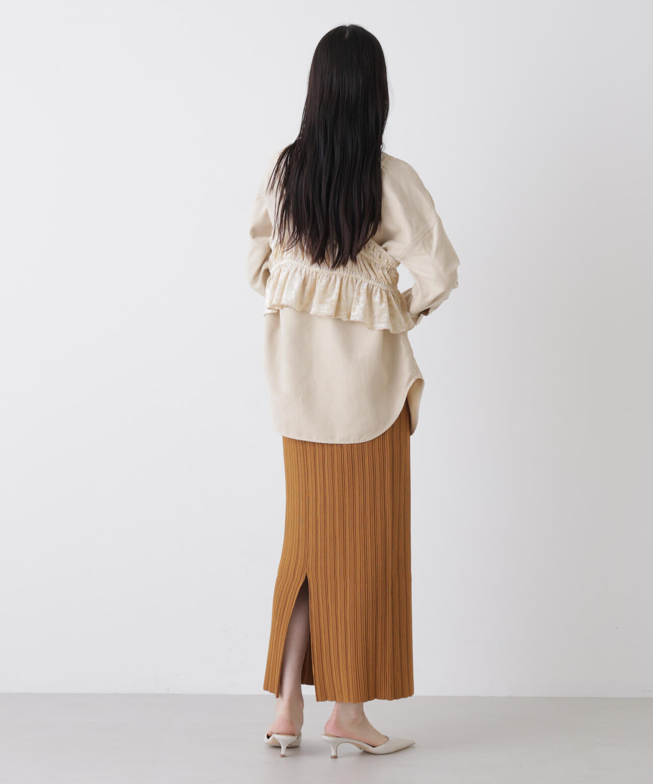 プリーツニットナロースカート(セットアップ可) 6736130301