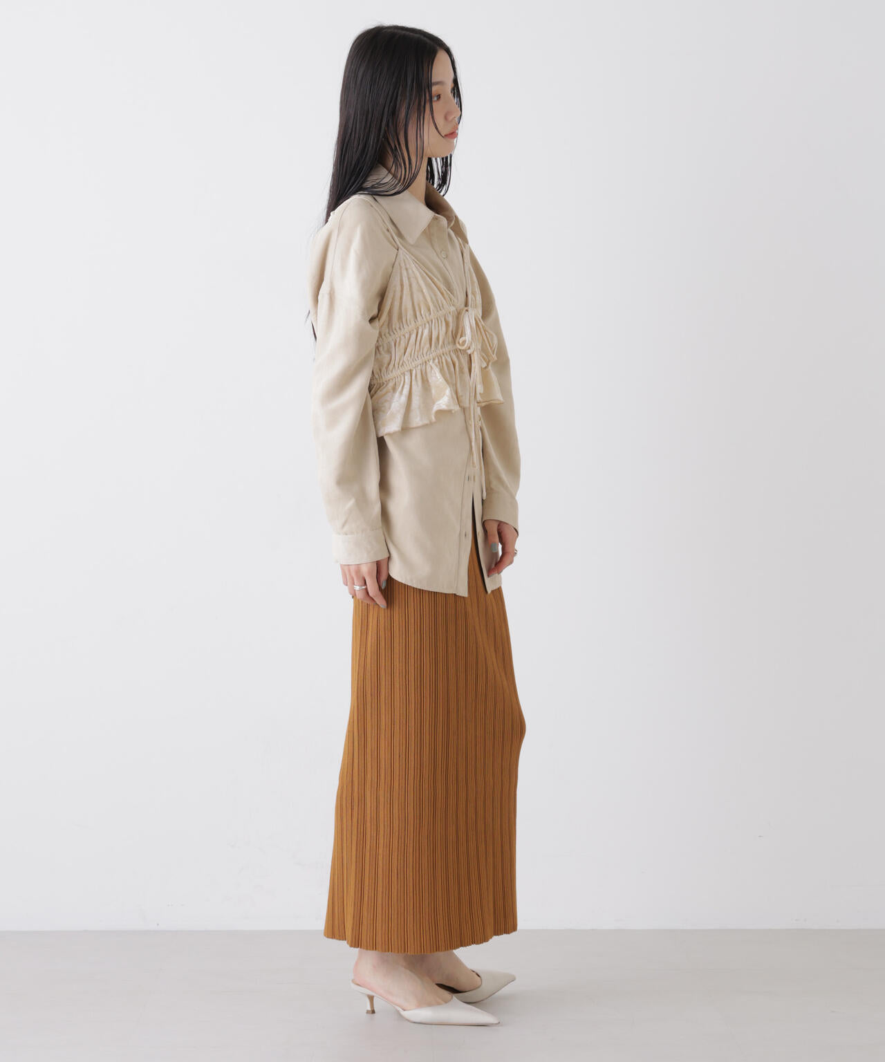 プリーツニットナロースカート(セットアップ可) 6736130301