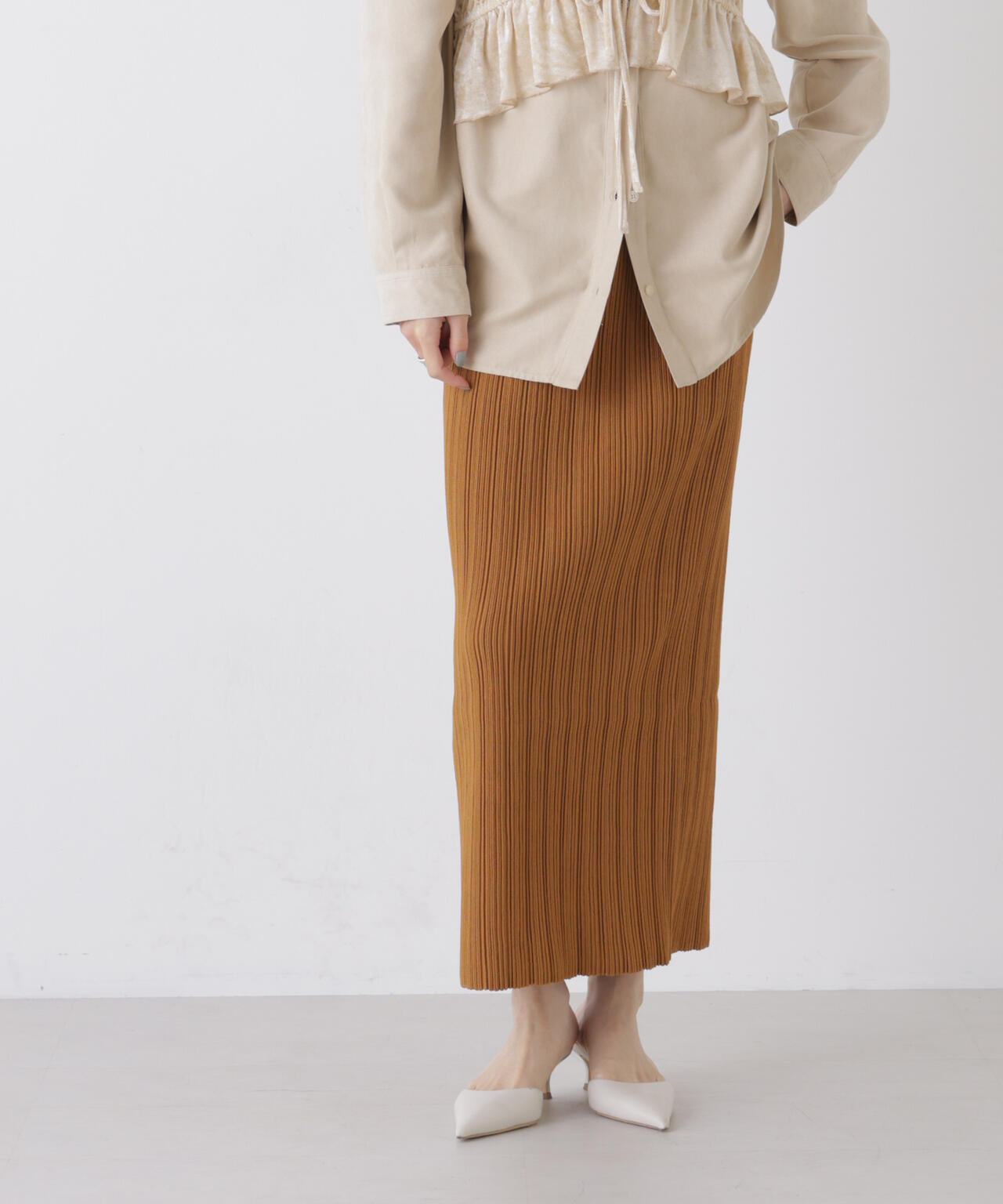 プリーツニットナロースカート(セットアップ可) 6736130301