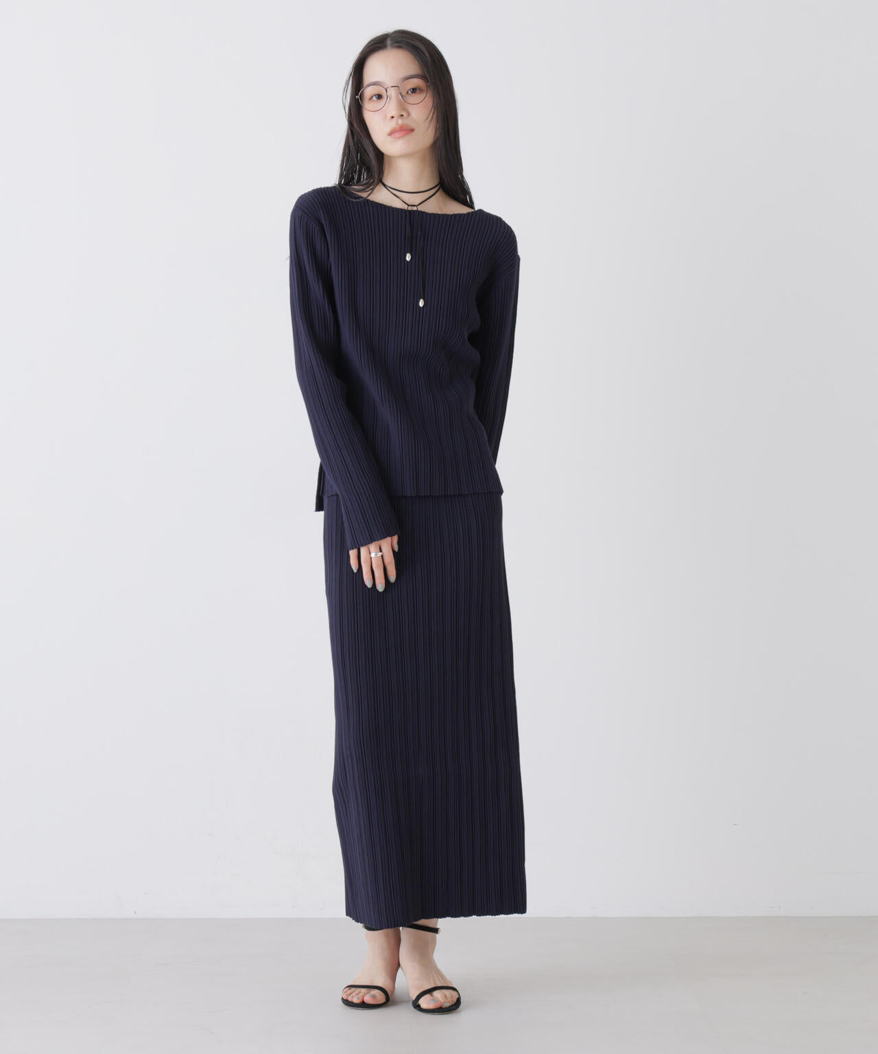 プリーツニットナロースカート(セットアップ可) 6736130301