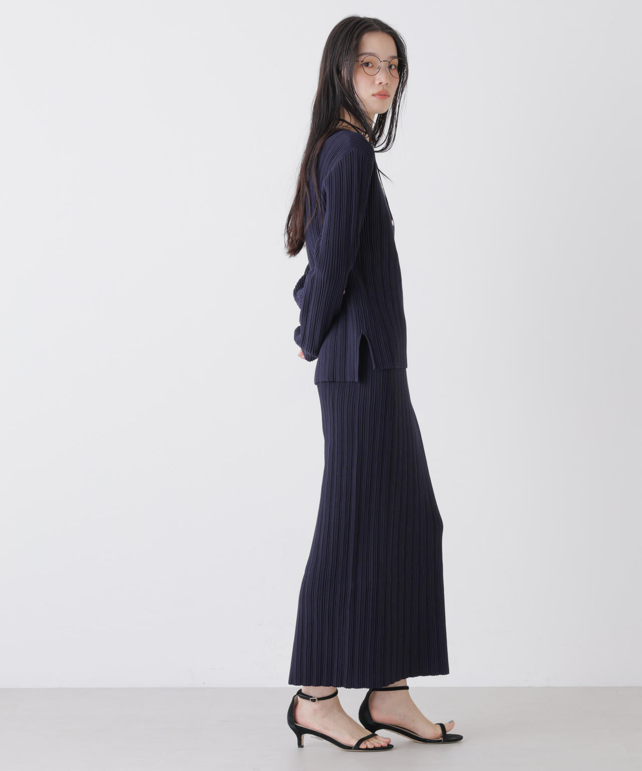 プリーツニットナロースカート(セットアップ可) 6736130301