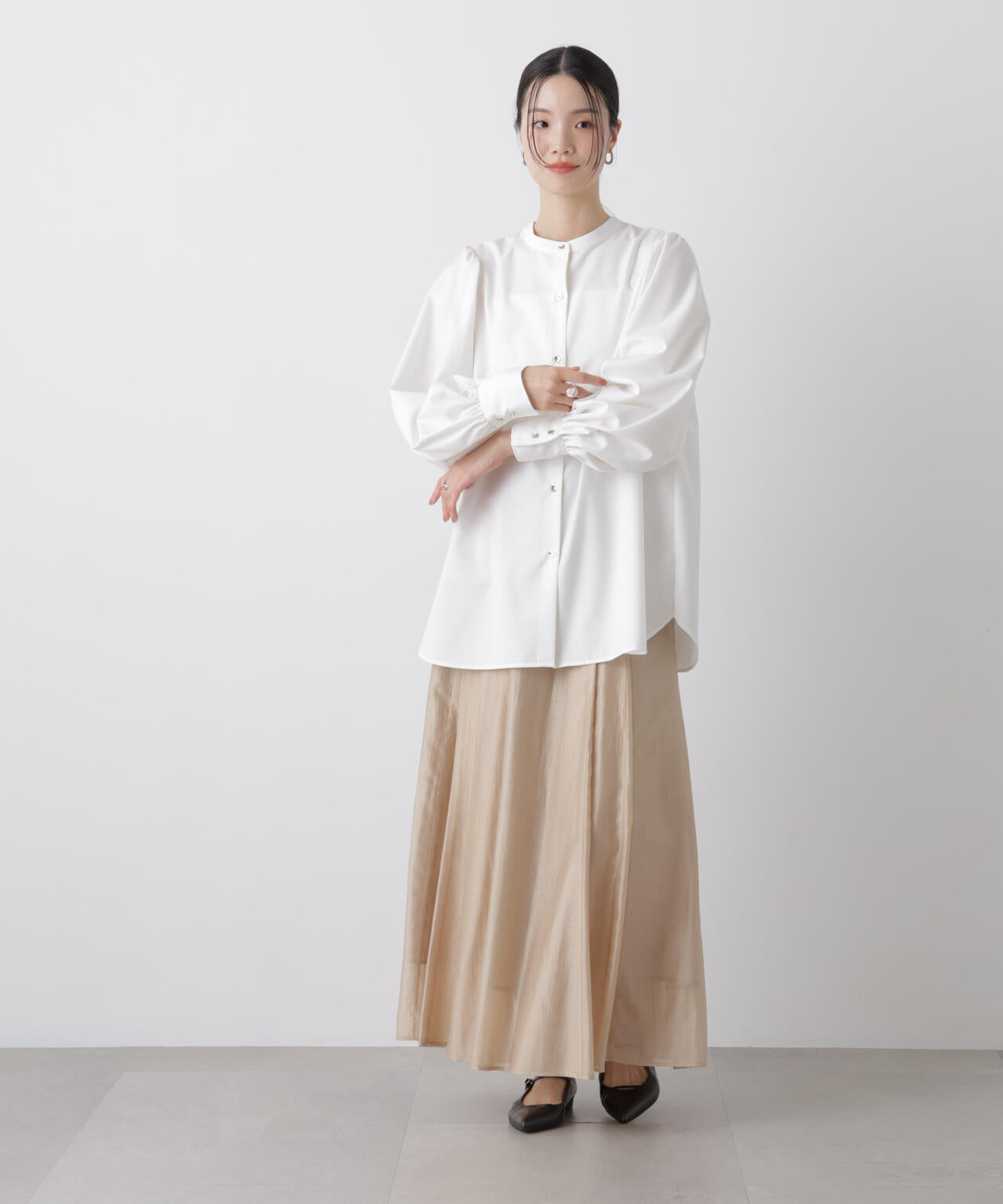 シアーオーガンジータックフレアスカート 6736130303