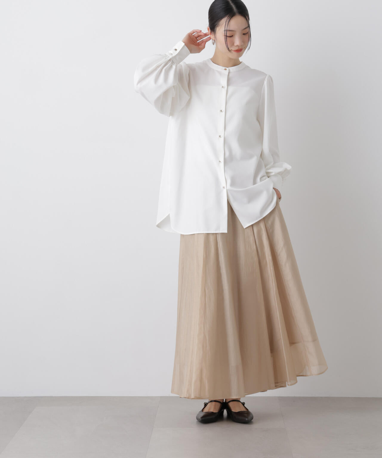 シアーオーガンジータックフレアスカート 6736130303