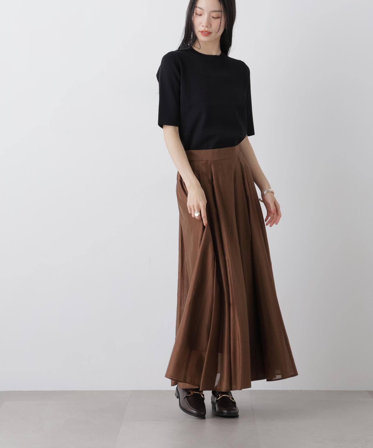 シアーオーガンジータックフレアスカート 6736130303