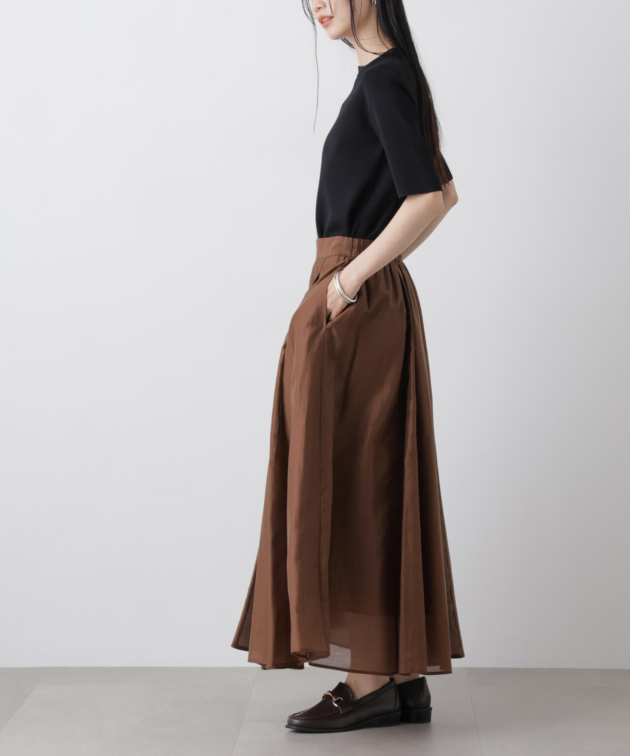 シアーオーガンジータックフレアスカート 6736130303