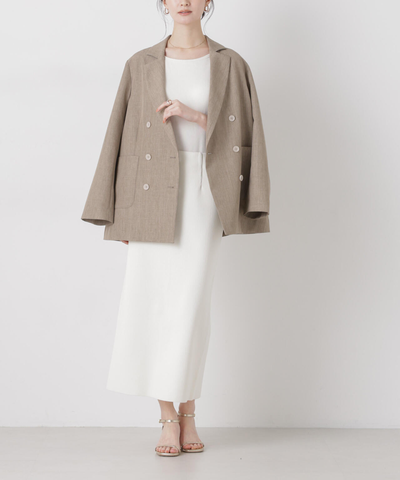 洗濯機洗可ストレートラインニットスカート(セットアップ可) 6736130304