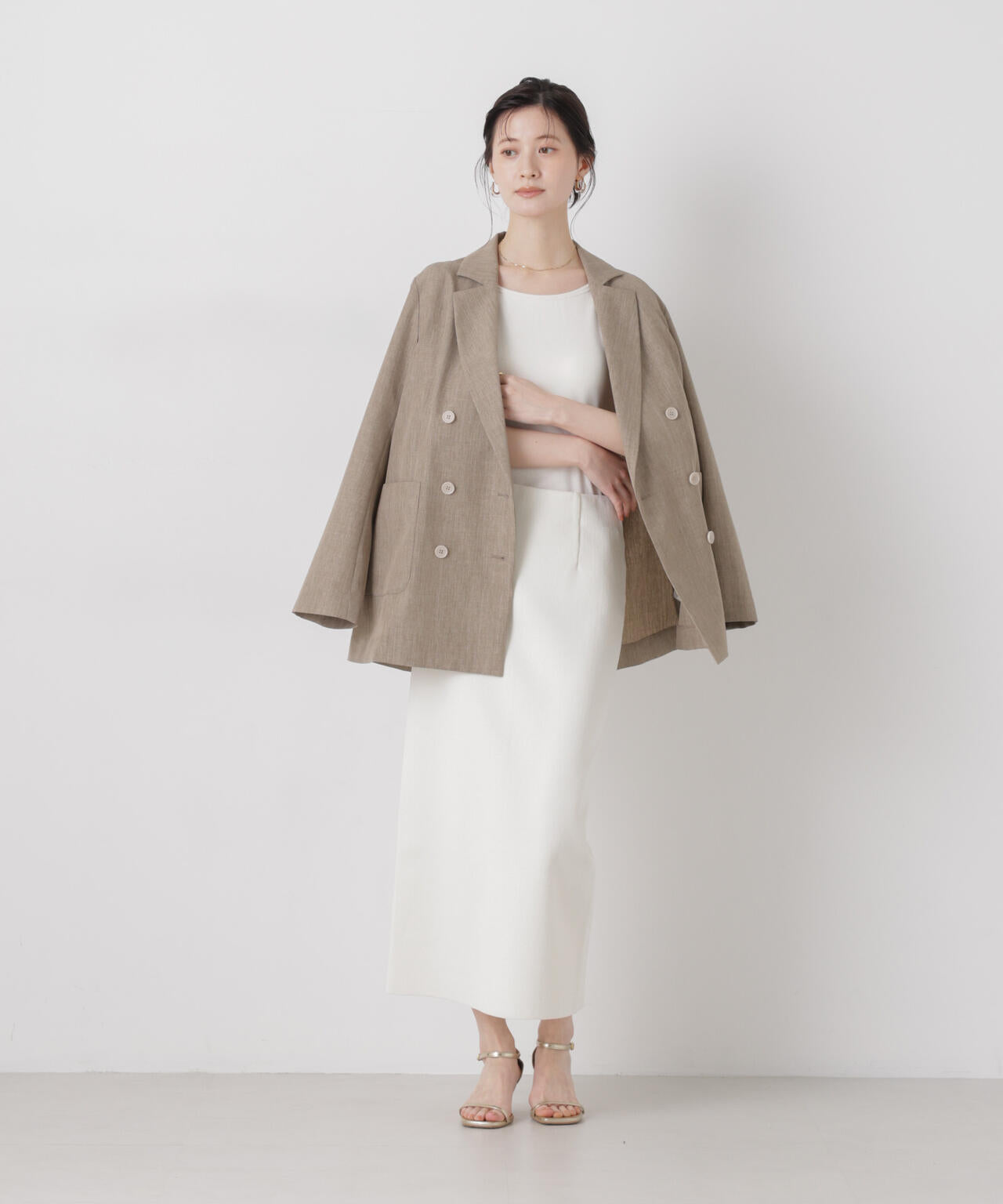 洗濯機洗可ストレートラインニットスカート(セットアップ可) 6736130304