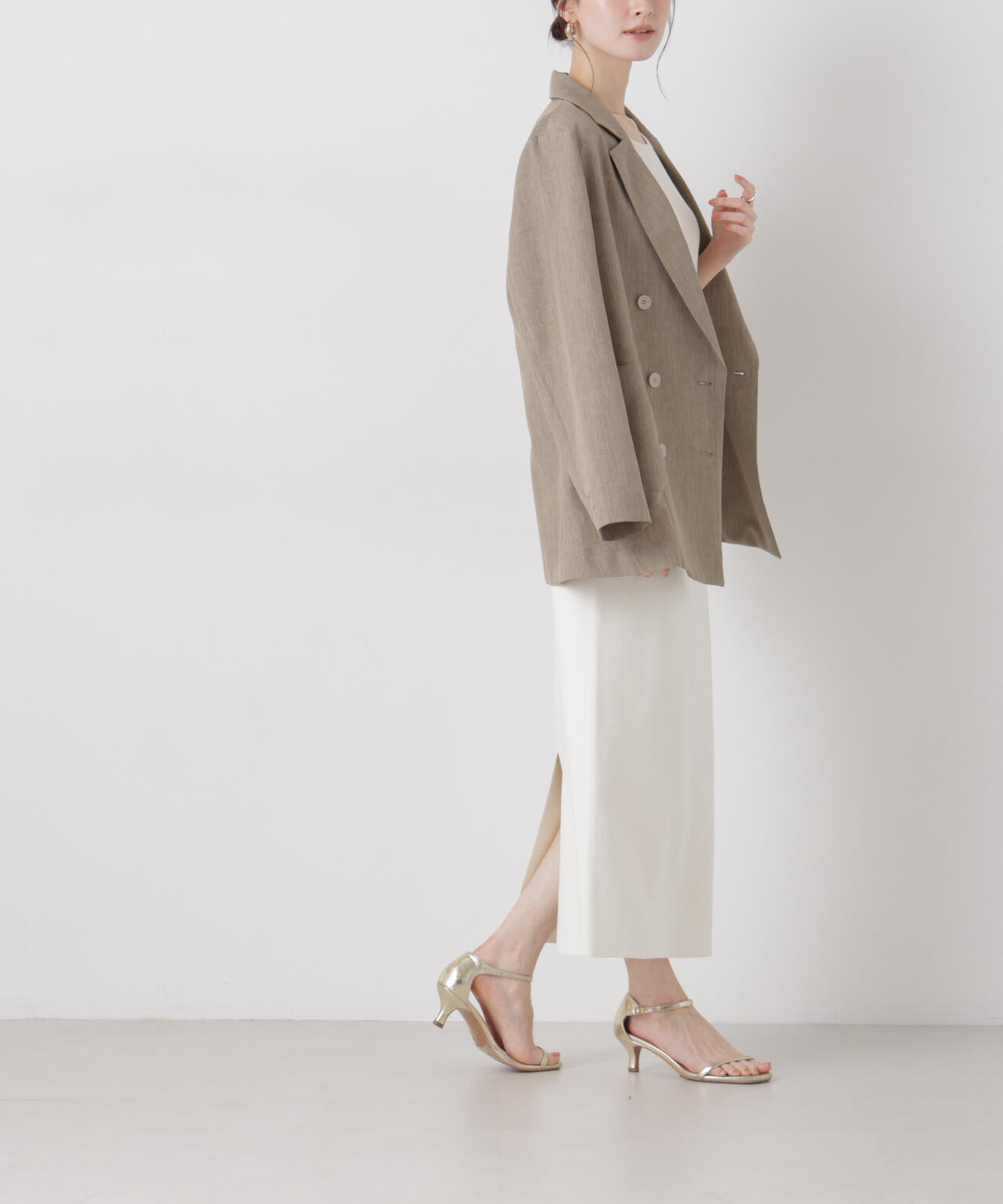 洗濯機洗可ストレートラインニットスカート(セットアップ可) 6736130304