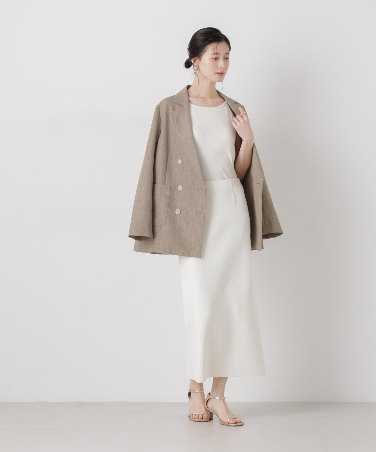 洗濯機洗可ストレートラインニットスカート(セットアップ可) 6736130304