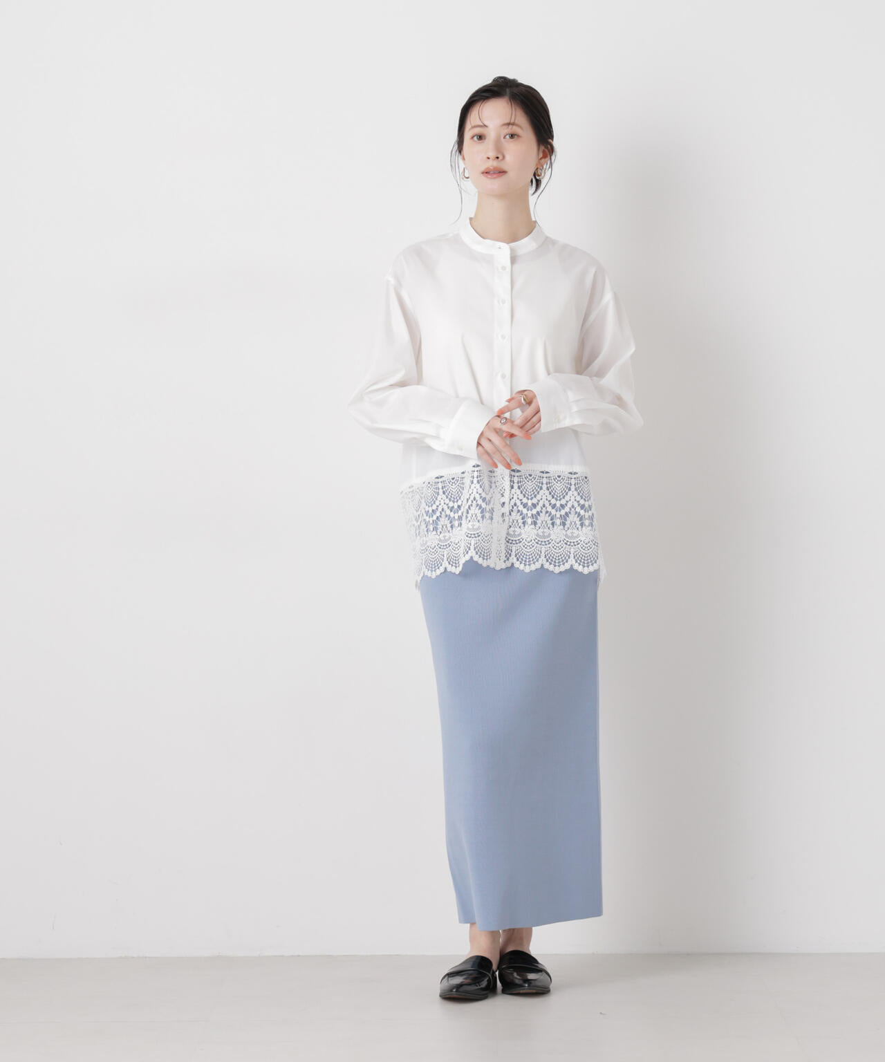 洗濯機洗可ストレートラインニットスカート(セットアップ可) 6736130304