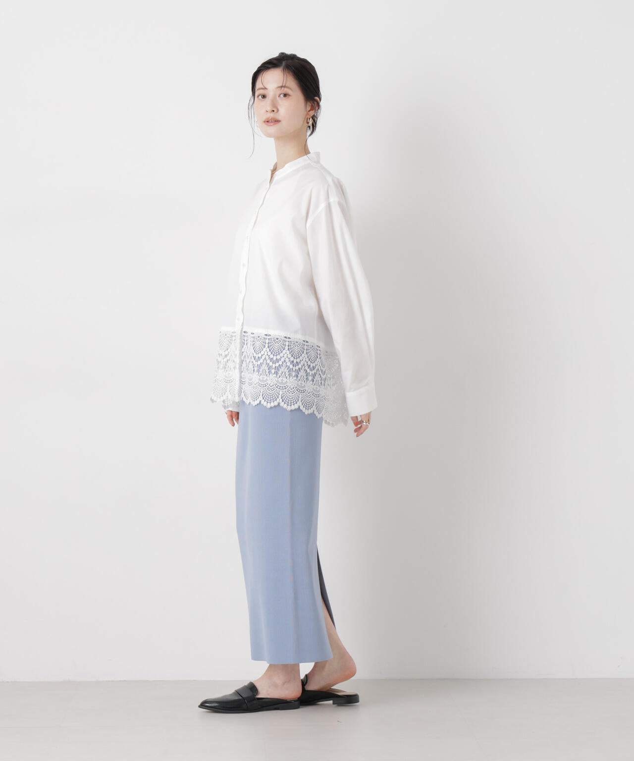 洗濯機洗可ストレートラインニットスカート(セットアップ可) 6736130304