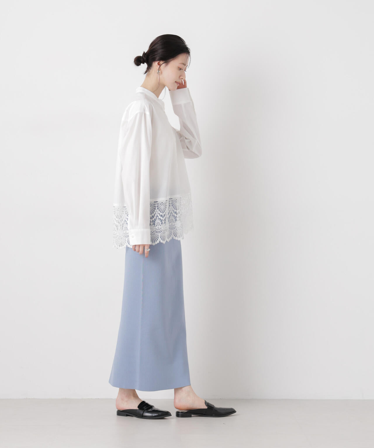 洗濯機洗可ストレートラインニットスカート(セットアップ可) 6736130304