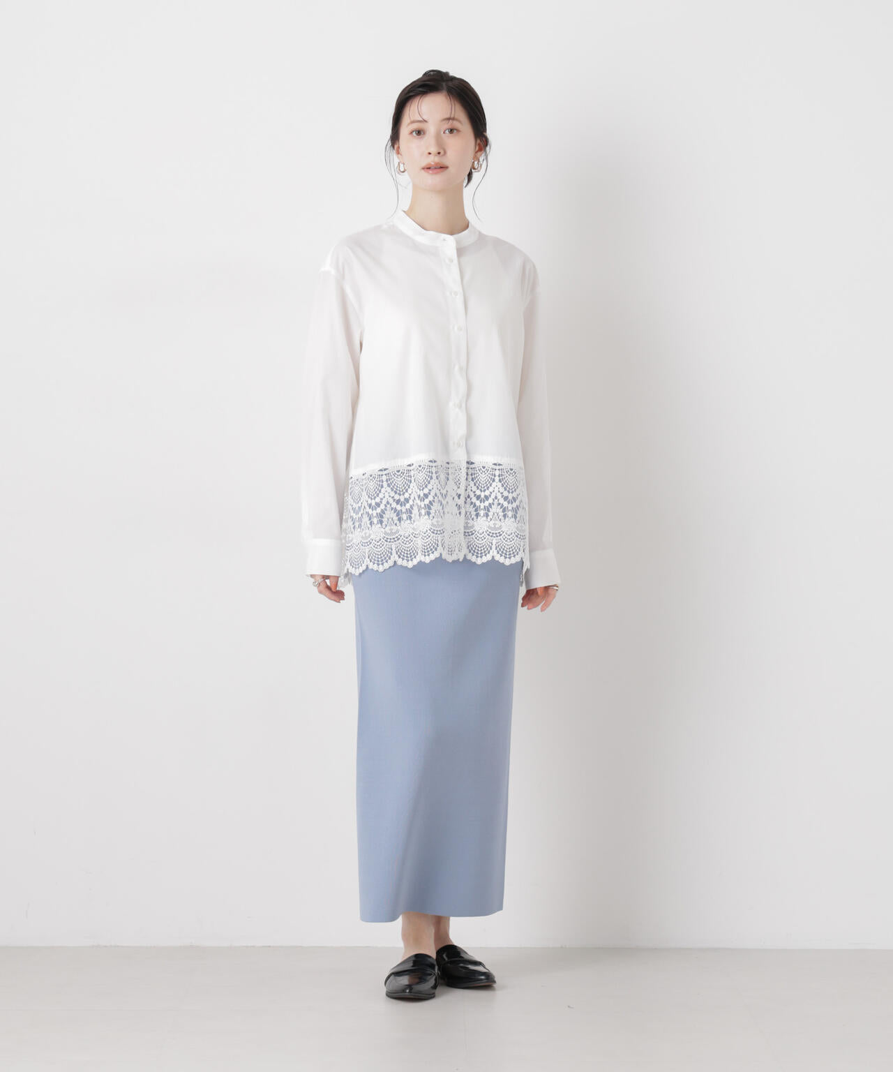 洗濯機洗可ストレートラインニットスカート(セットアップ可) 6736130304