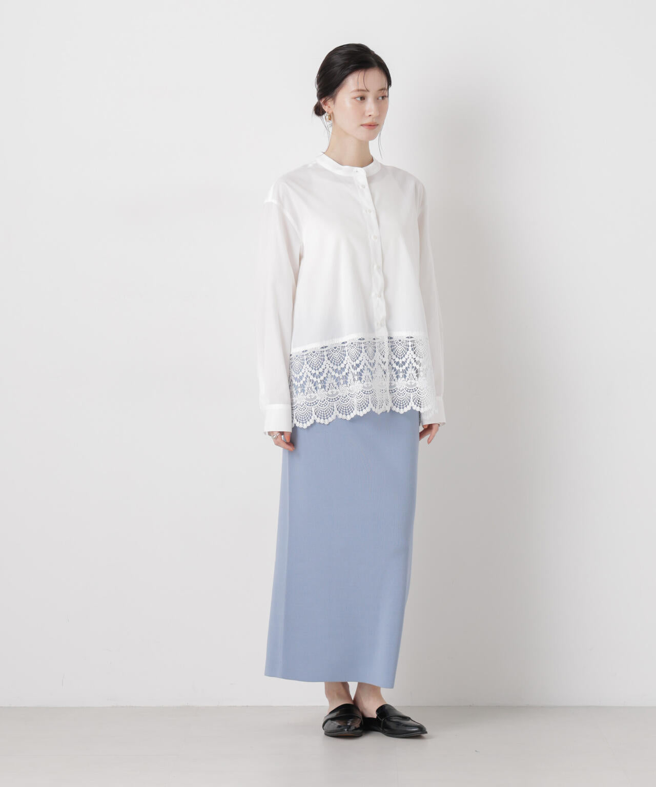 洗濯機洗可ストレートラインニットスカート(セットアップ可) 6736130304