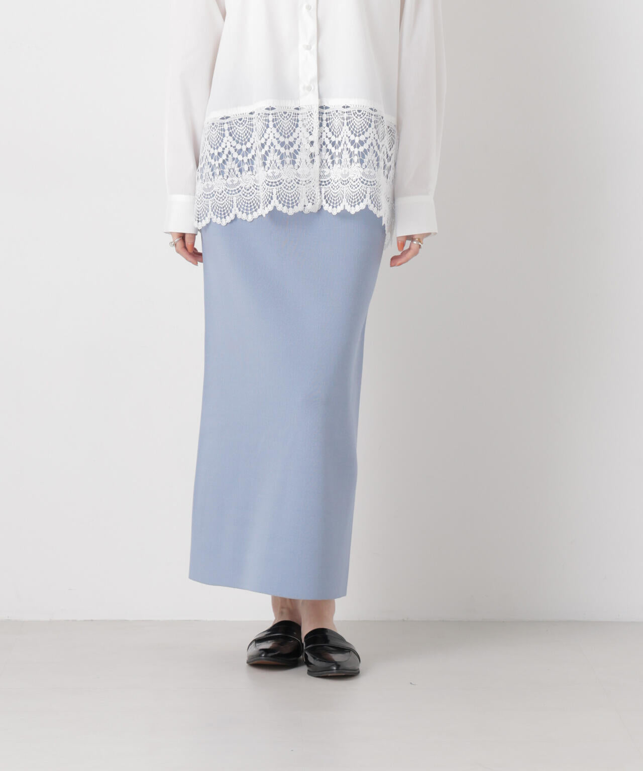 洗濯機洗可ストレートラインニットスカート(セットアップ可) 6736130304