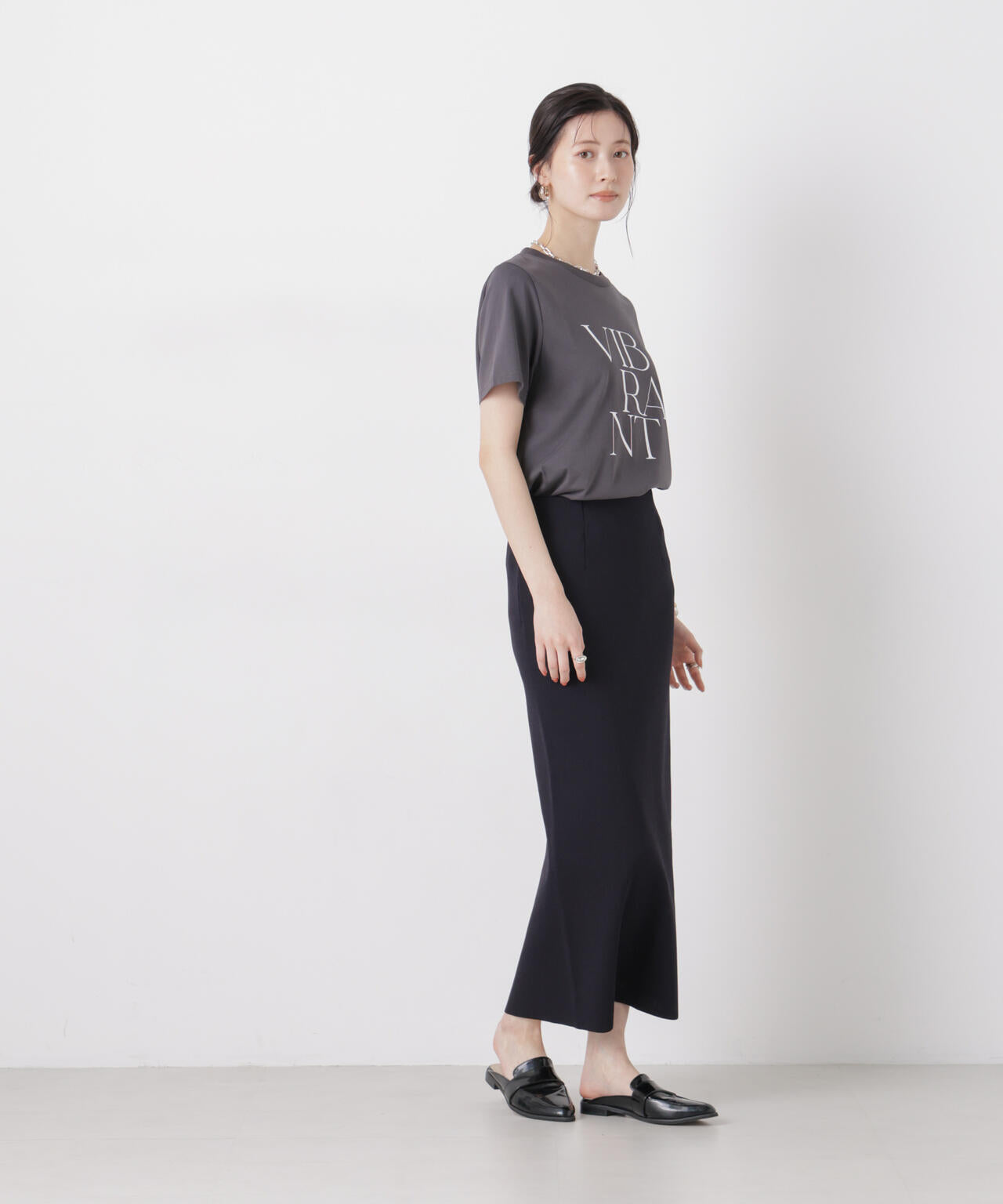 洗濯機洗可ストレートラインニットスカート(セットアップ可) 6736130304