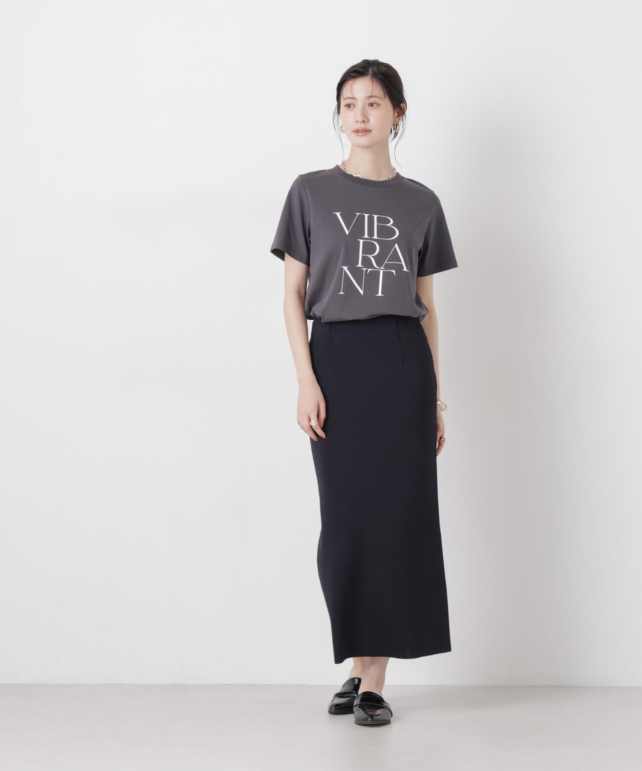 洗濯機洗可ストレートラインニットスカート(セットアップ可) 6736130304