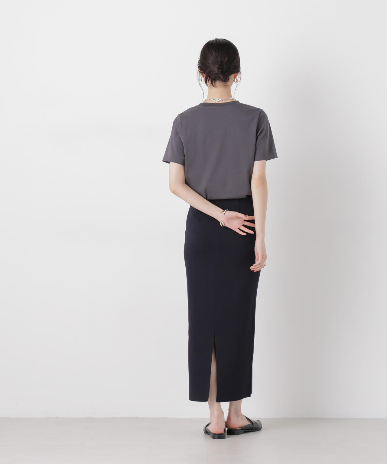 洗濯機洗可ストレートラインニットスカート(セットアップ可) 6736130304