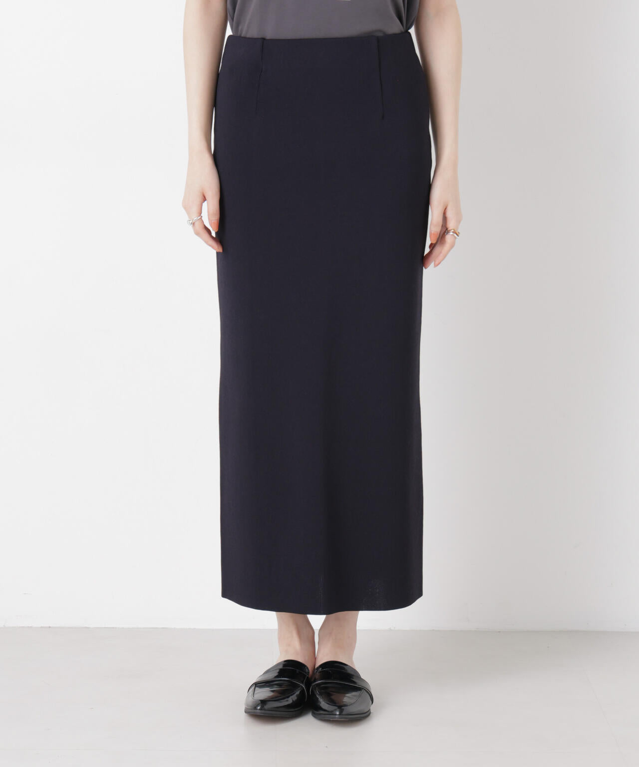 洗濯機洗可ストレートラインニットスカート(セットアップ可) 6736130304