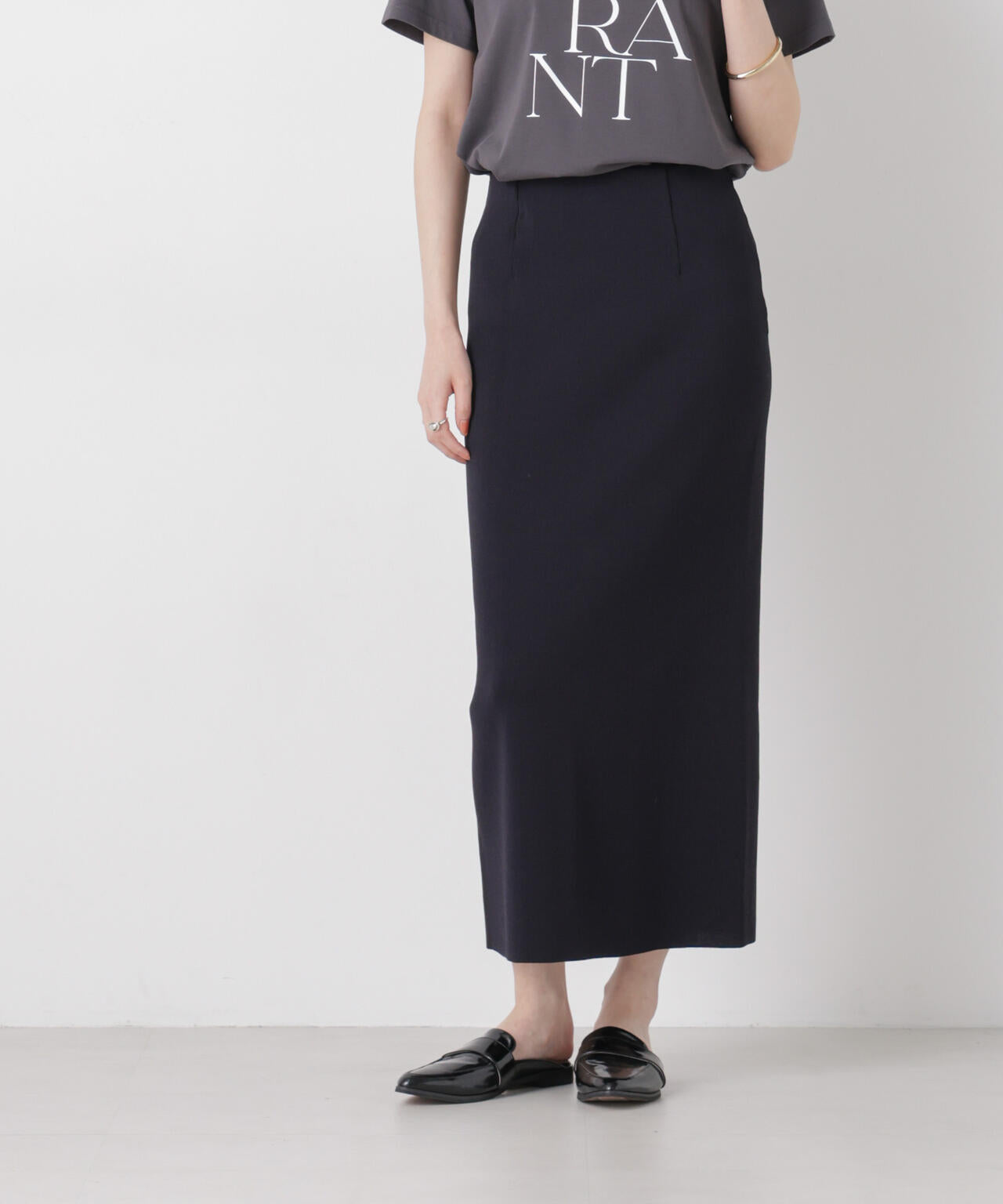 洗濯機洗可ストレートラインニットスカート(セットアップ可) 6736130304