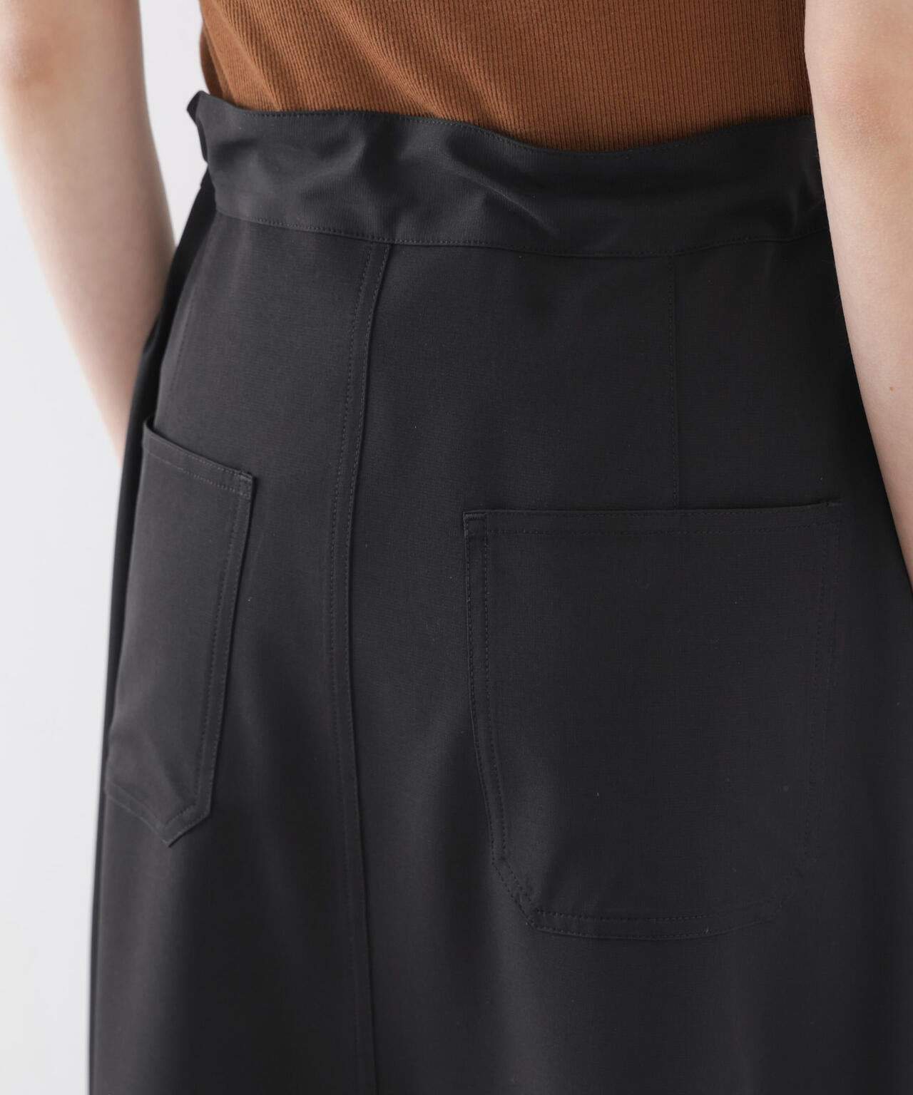 多機能2wayストレッチ ベルテッドセミフレアマキシスカート(セットアップ可) 6736130305