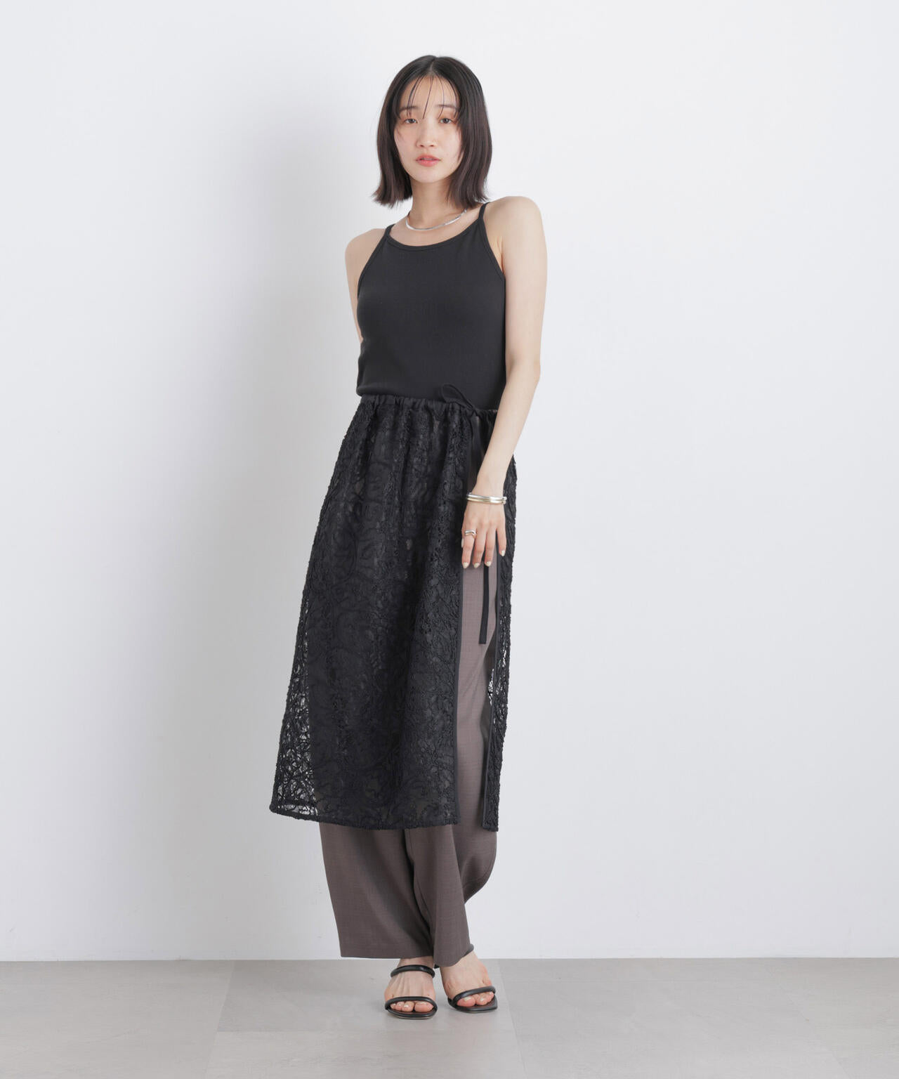 刺繍レースラップスカート 6736130311