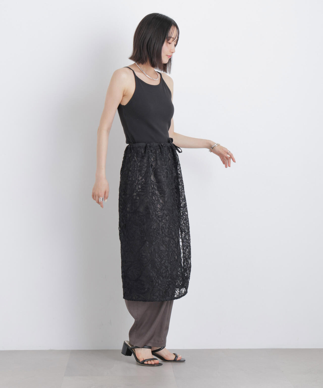 刺繍レースラップスカート 6736130311