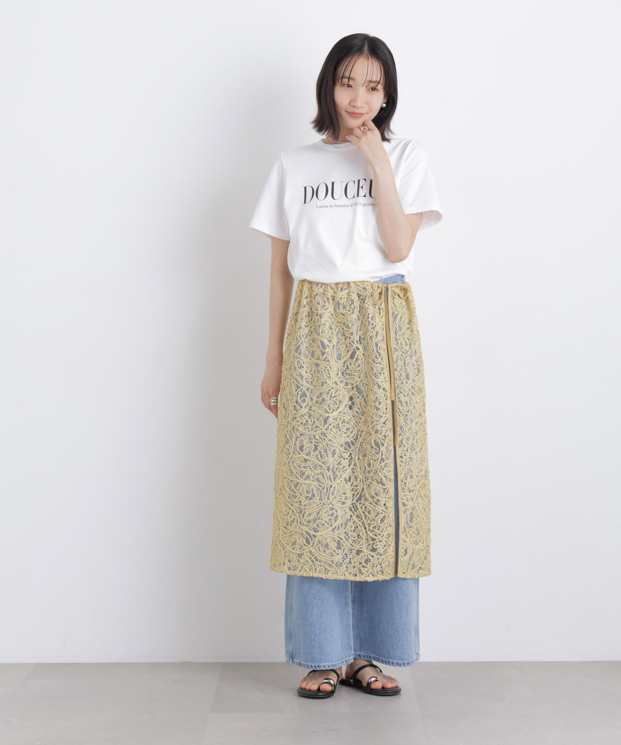 刺繍レースラップスカート 6736130311