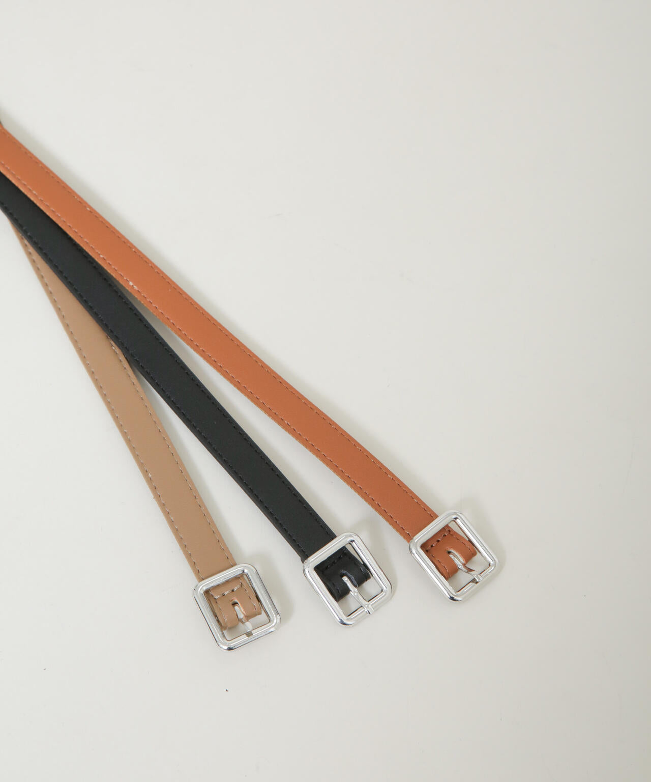 シルバースクエアバックル1.5cm幅ベルト 6736150302