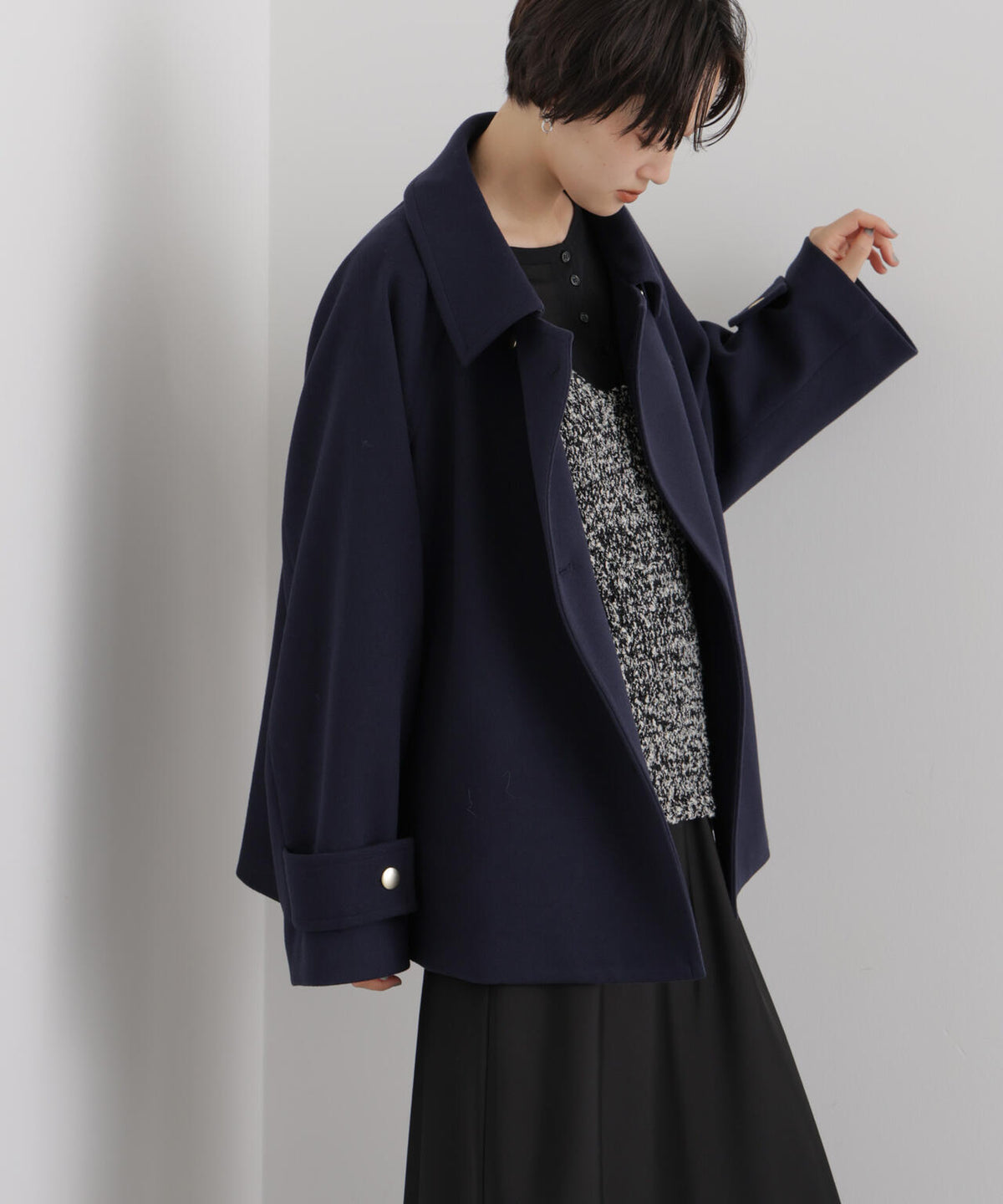 ジャージメルトンダブルボタンミドルコート 6736211302