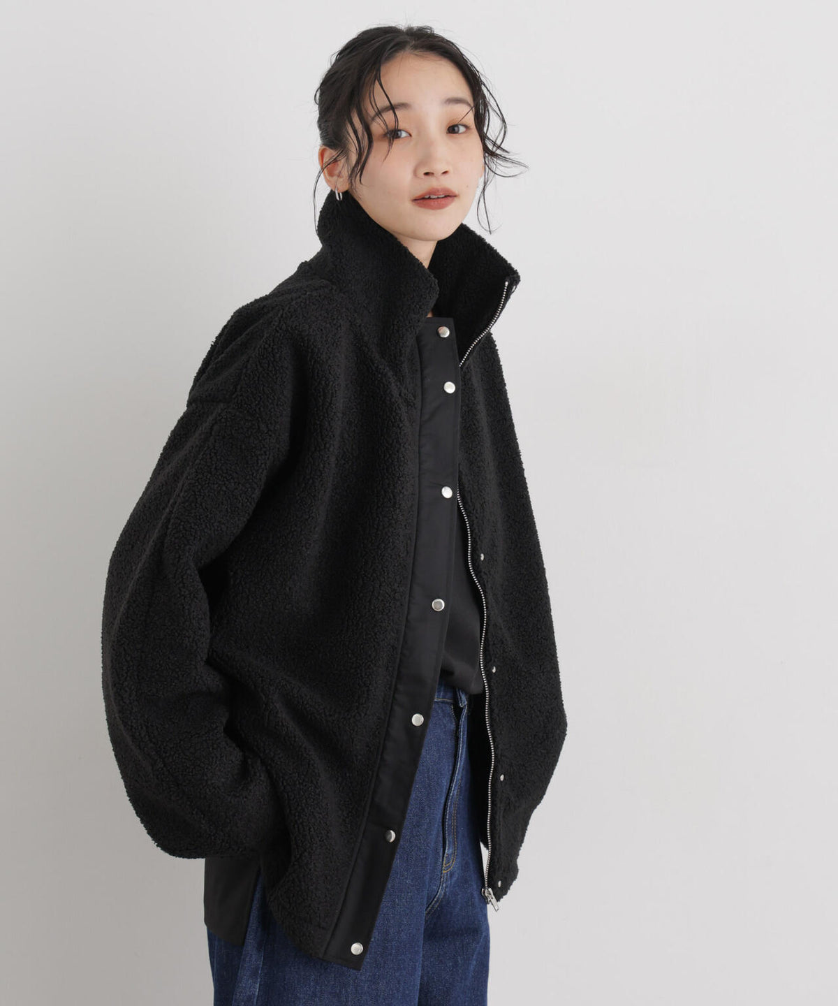 WEB限定/スタンドカラージップボアブルゾン 6736212305