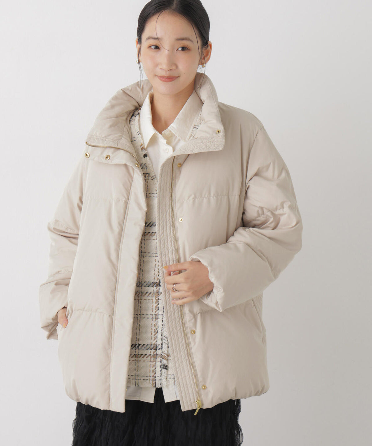 ALLIED FEATHER+DOWN 撥水加工フードショートダウンコート 6736214301