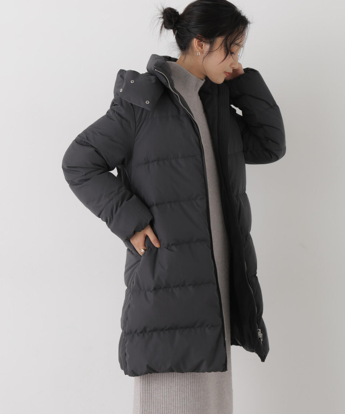 ALLIED FEATHER+DOWN 撥水加工 フードロングダウンコート 6736214302