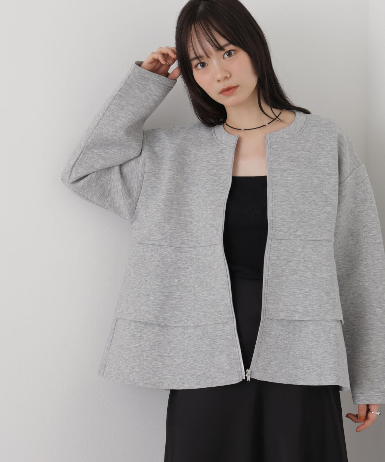 ダンボールカットフリルデザインジップジャケット 6736216303