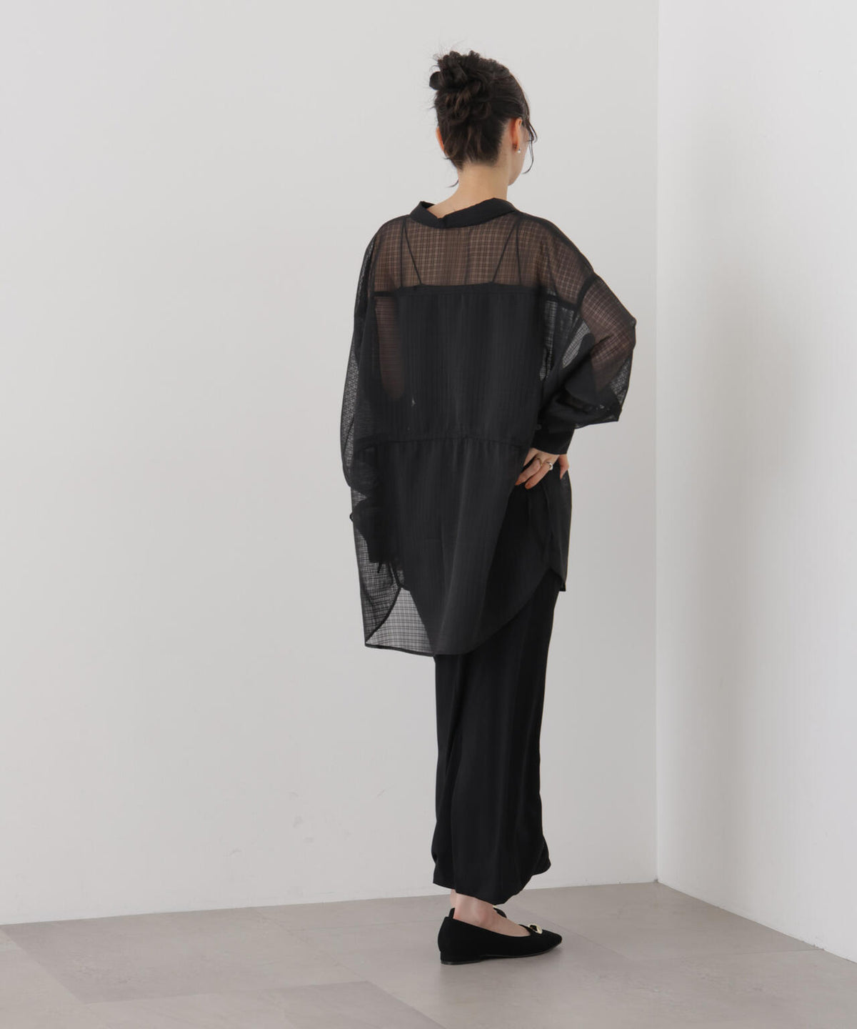 シアーチェックドロストシャツ 6736220303
