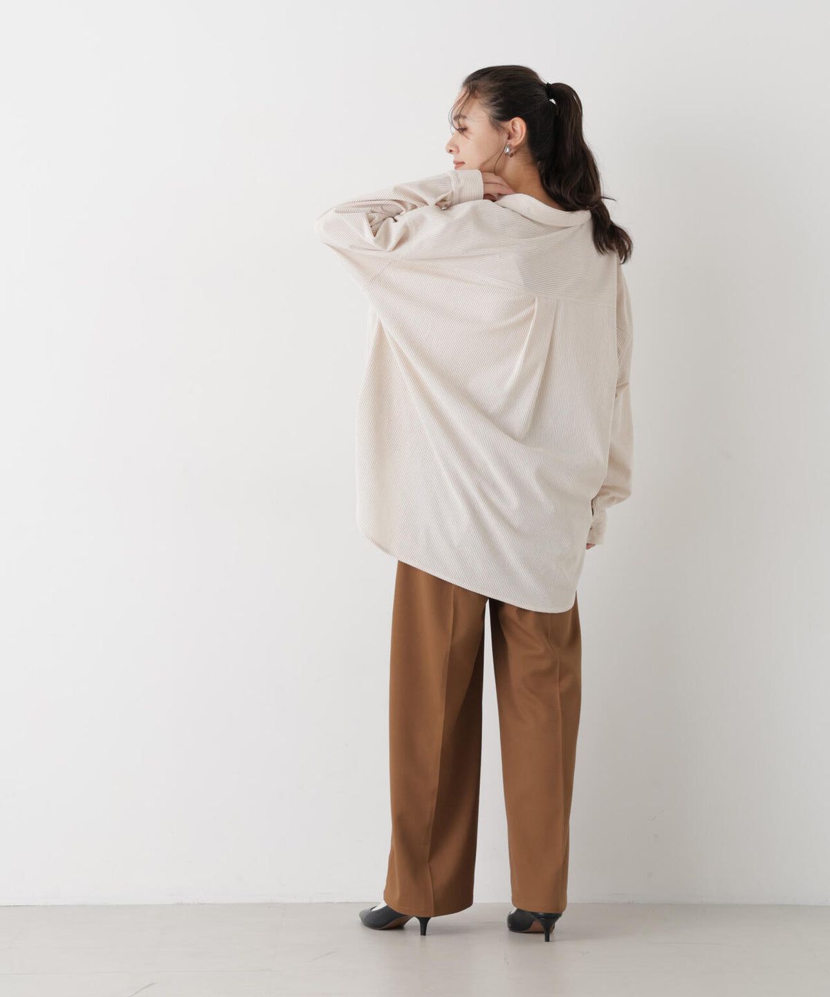 ソフトコーデュロイワイドシルエットシャツ(セットアップ可) 6736220314