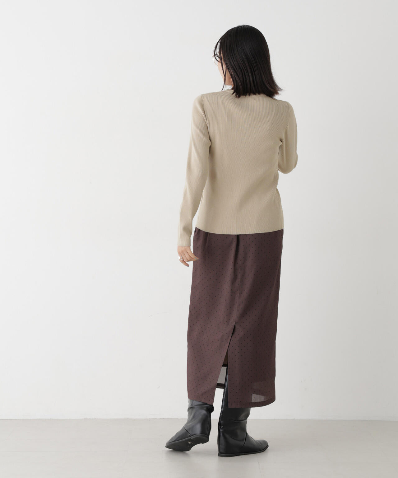 クルーネックリブニットカーディガン 6736222316