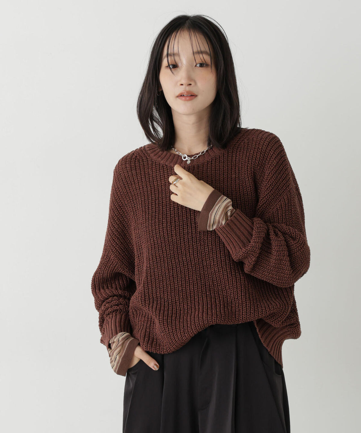 ロービングクルーネックルーズニット 6736222335