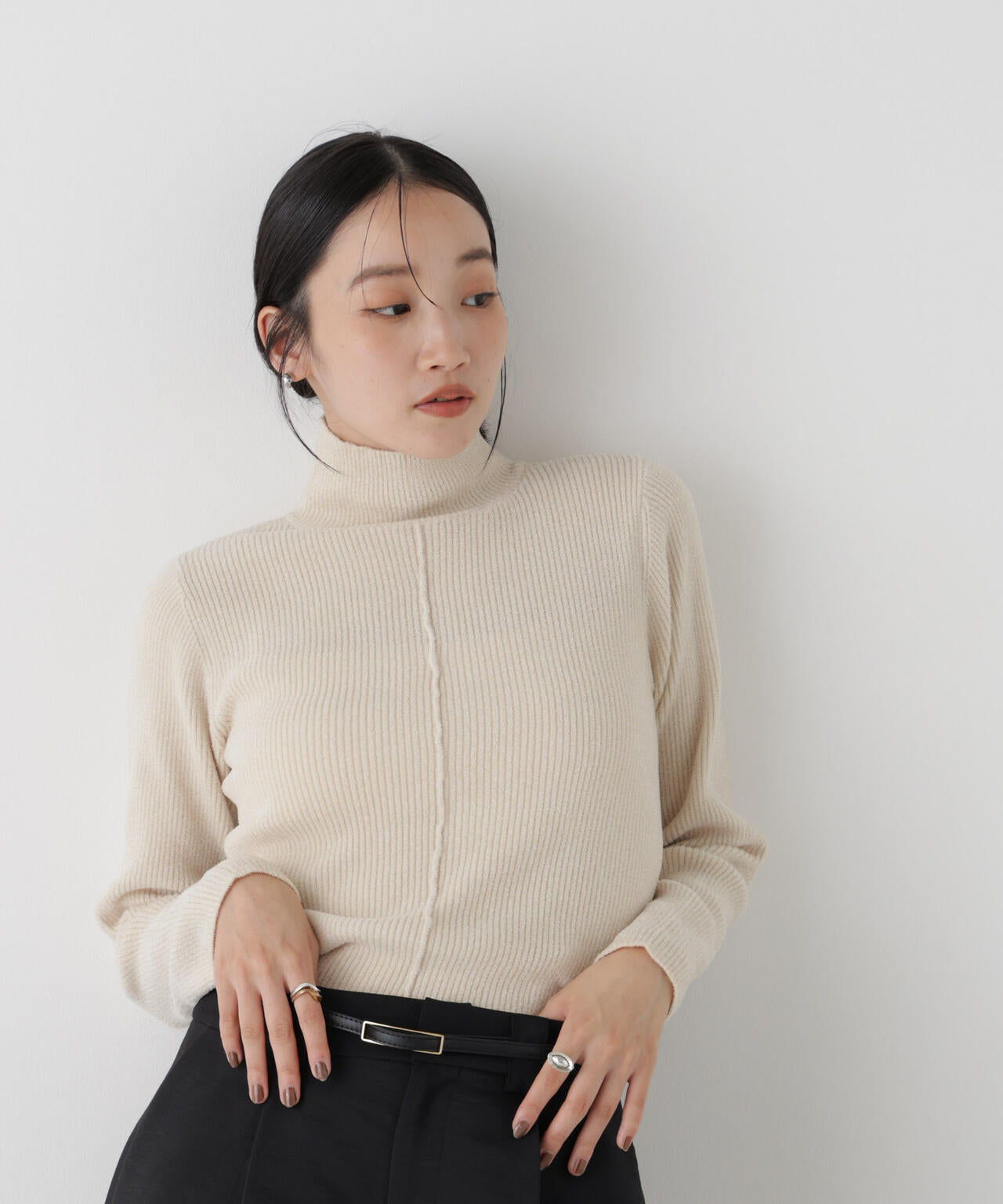 前後2wayボタンネックベロアモールニット 6736222343