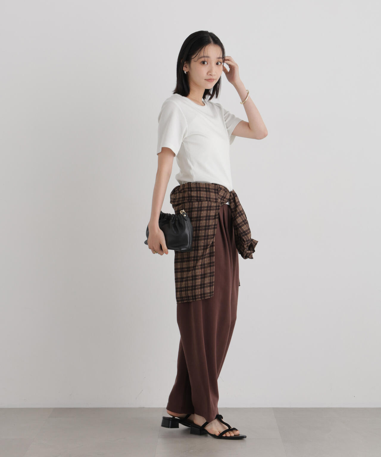 ラメリブカットクルーネックTシャツ 6736224308
