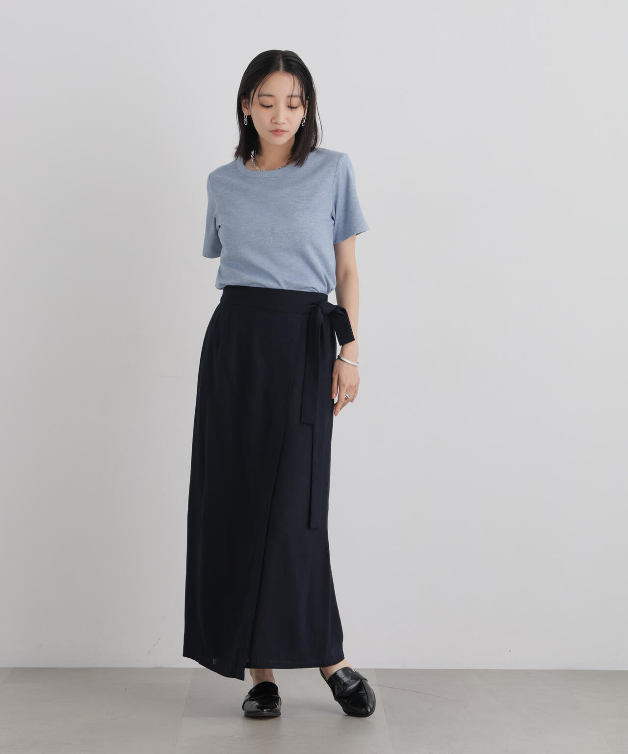 ラメリブカットクルーネックTシャツ 6736224308