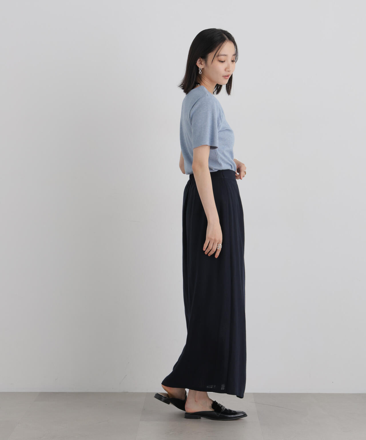 ラメリブカットクルーネックTシャツ 6736224308