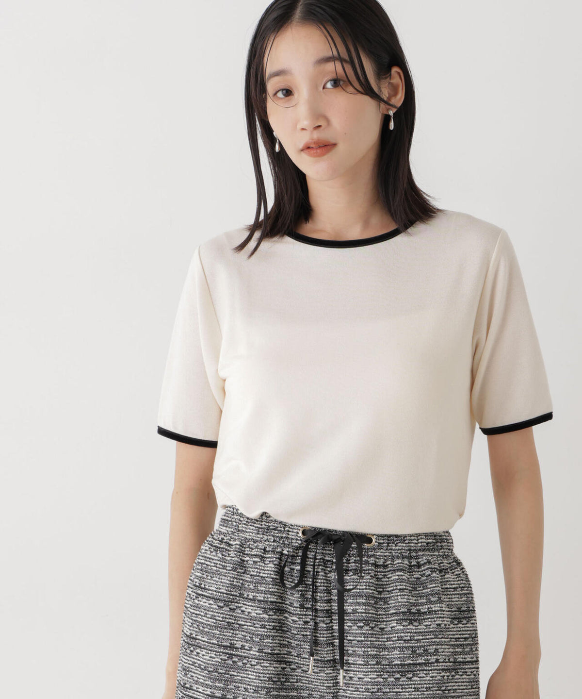 WEB限定/ベロアパイピングリンガーTシャツ 6736224313
