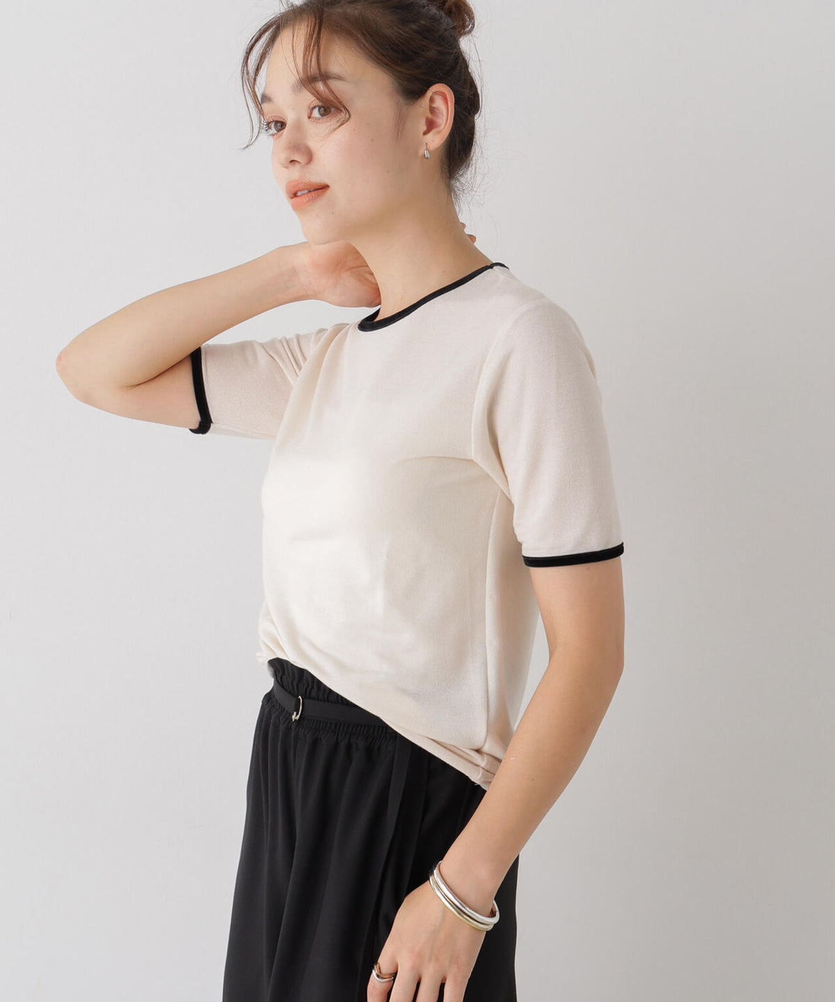 WEB限定/ベロアパイピングリンガーTシャツ 6736224313