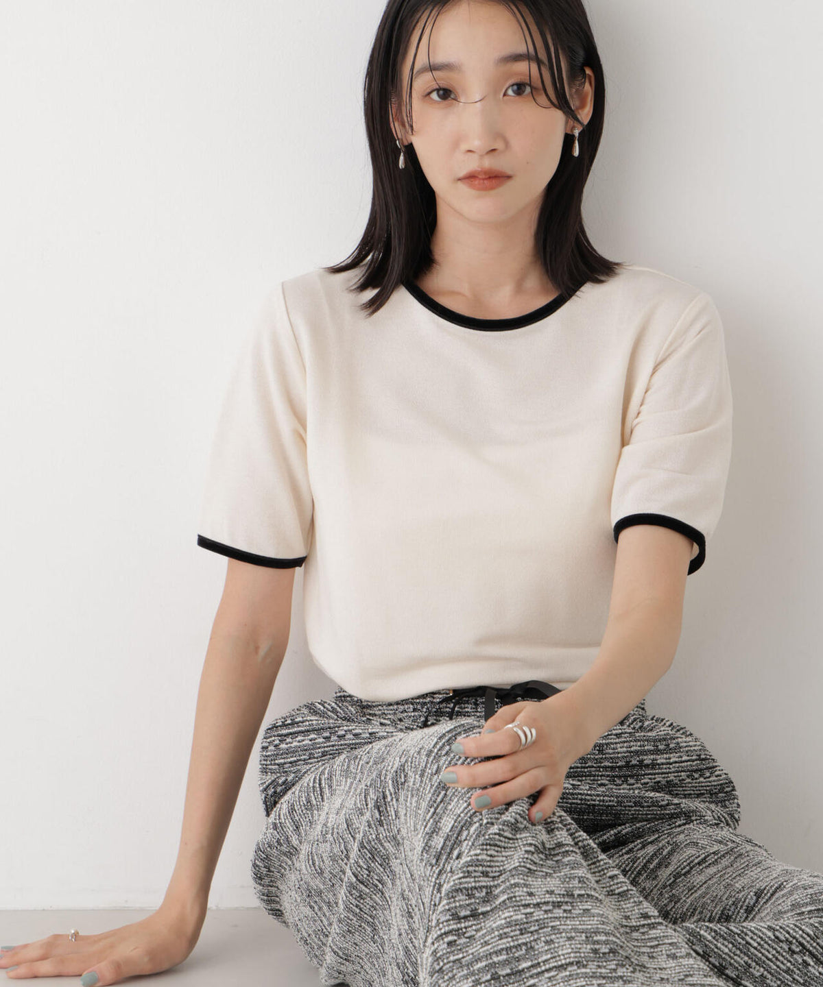 WEB限定/ベロアパイピングリンガーTシャツ 6736224313