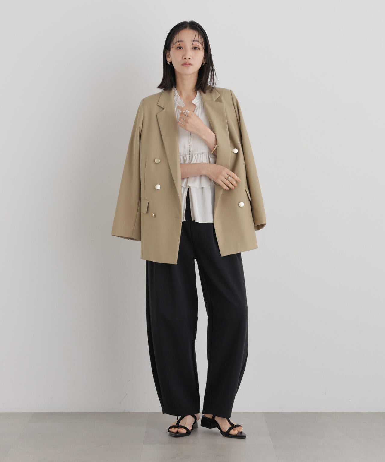 接触冷感ダンボールカットカーブシルエットパンツ(セットアップ可) 6736227306