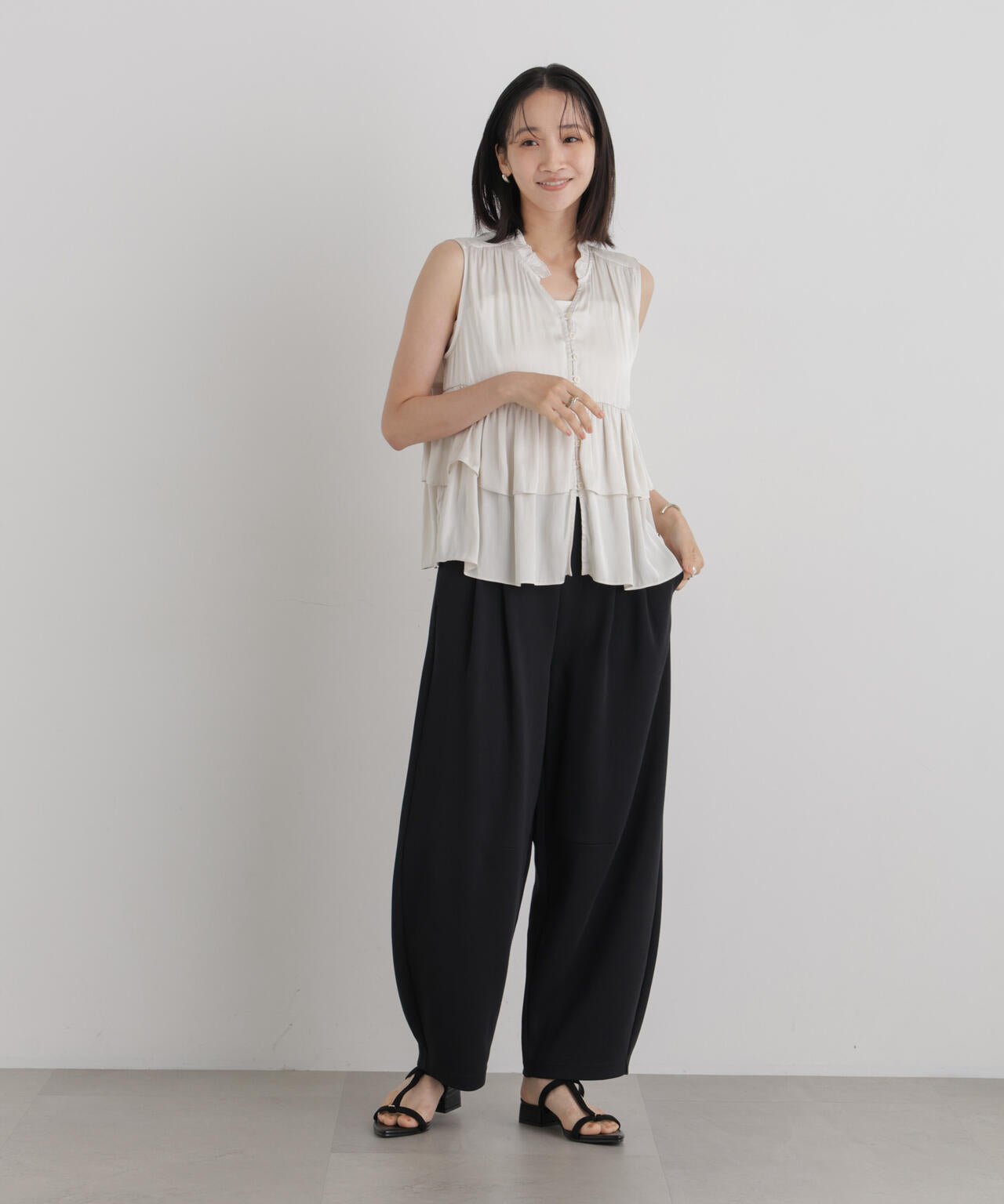 接触冷感ダンボールカットカーブシルエットパンツ(セットアップ可) 6736227306