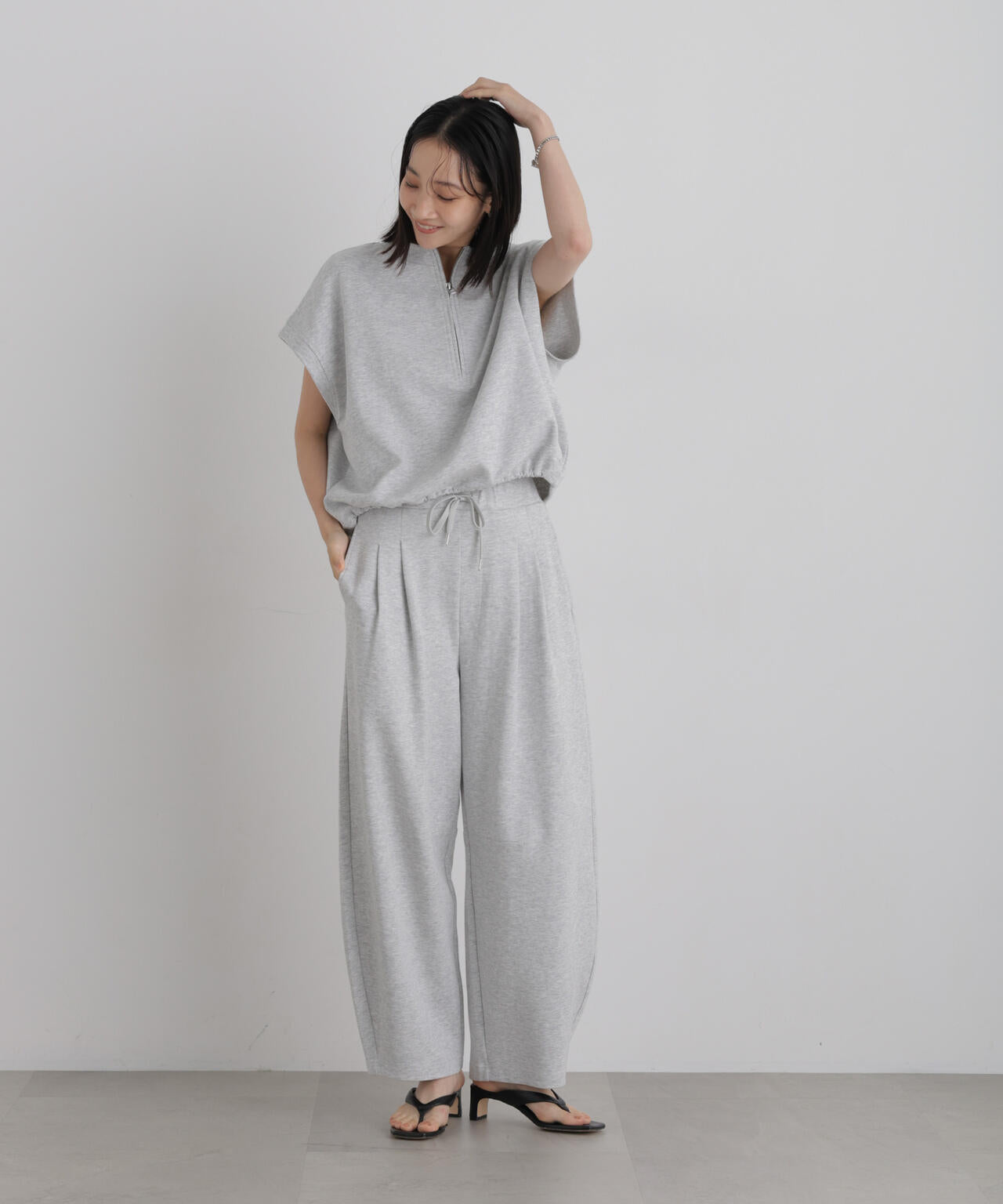 接触冷感ダンボールカットカーブシルエットパンツ(セットアップ可) 6736227306